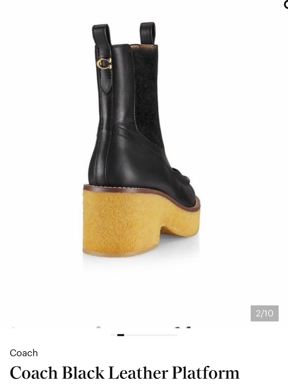 Coach Black Leather Platform Chelsea Boots Chunky Sole Statement Trendy Designer - Picture 5 of 16